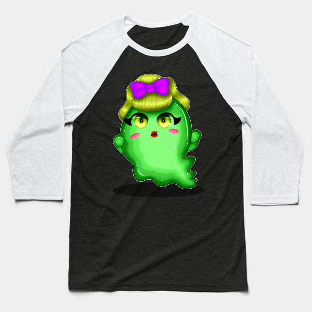 Female Chibi Slimer Baseball T-Shirt by CallistoCreates